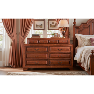 Sunvega Cappuccino Nightstand with Curved Drawer Fronts and Real Wood Veneers