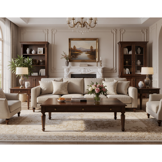 Sunvega Transitional Dark Cherry Dining Table Set with Diamond Back Chairs