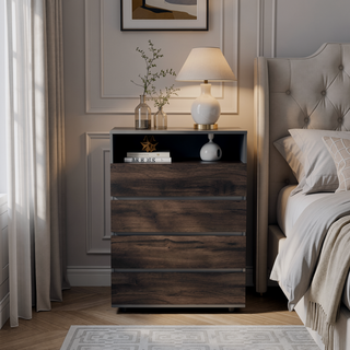 Sunvega White Minimalist Four Drawer Dresser for Bedroom Storage