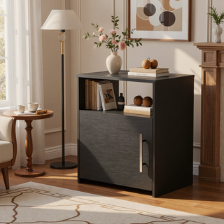 Sunvega Bristol Nightstand with One Cabinet and a Top Surface Shelf