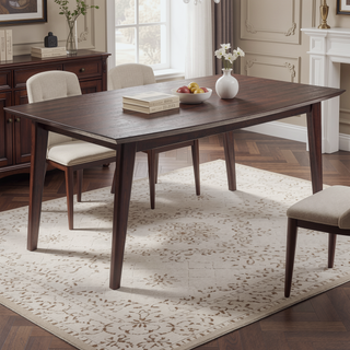 Sunvega Java Brown Handcrafted Solid Rubberwood Dining Table for 6