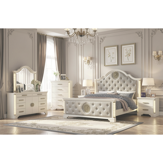 Sunvega Beige Wood Nightstand with Side LED Lighting and Spacious Drawers