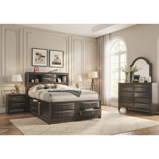 Sunvega Contemporary 2 Drawer Nightstand End Table with Jewelry Tray in Brown Finish
