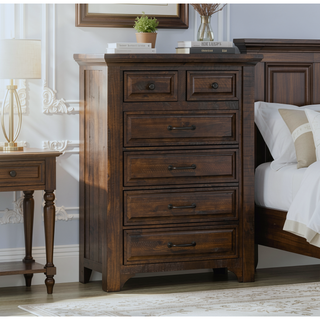 Sunvega Brown 6-Drawer Chest with Traditional Style and Easy Care Finish