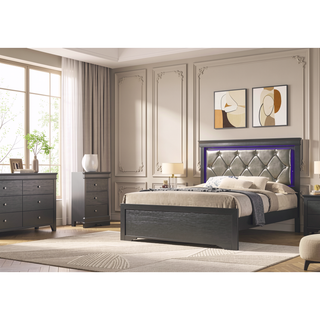 Sunvega Modern White Wood Chest with 5 Drawers and Slat System