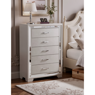 Sunvega Elegant Silver Champagne Nightstand with Two Ample Drawers for Snug Areas