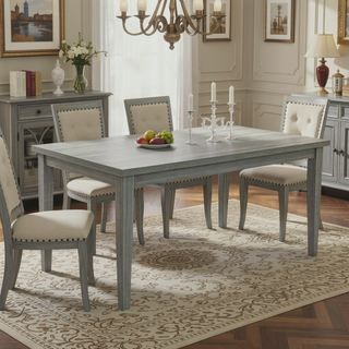 Sunvega Contemporary Gray Finish Rectangular Dining Table Seating Six