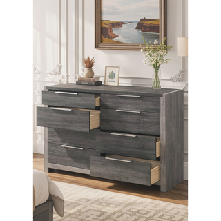 Sunvega 5 Drawer Chest in Jehoram Gray Finish with Wood Center Glide Drawers