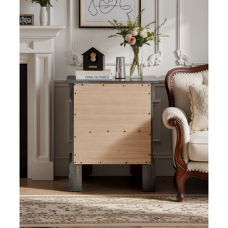 Sunvega Silver Champagne Nightstand with Two Spacious Drawers for Bedroom