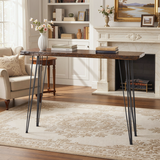 Sunvega Faux Live Edge Bar Height Table with Hairpin Legs for Dining