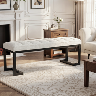 Sunvega Upholstered Tufted Accent Bench with Soft Foam Cushioning for Bedroom