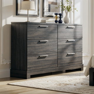 Sunvega Modern Gray Oak Chest with Five Spacious Drawers for Bedroom
