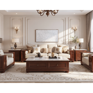 Sunvega Contemporary Dining Table with Engineered Stone Top and Walnut Finish