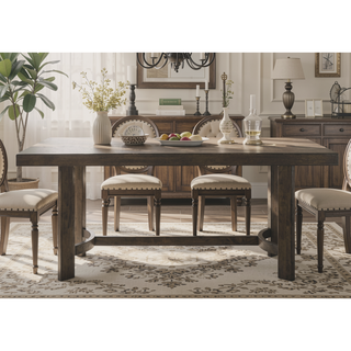 Sunvega Weathered Oak Finish Dining Table with Sleek Wood Veneer and Robust Construction