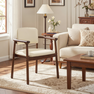 Sunvega Rubber Wood Dining Chairs with Comfortable PU Foam Seat for Home & Kitchen