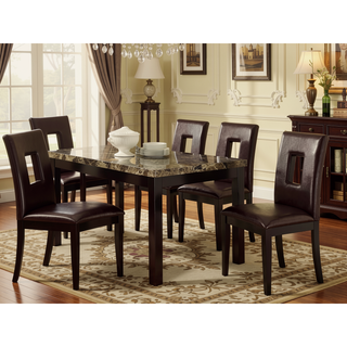 Sunvega Modern Contemporary Brown Faux Marble Top Birch Dining Table