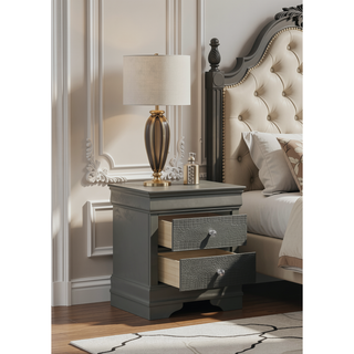 Sunvega Blaze Modern White Wood Nightstand with Two Drawers and Textured Finish