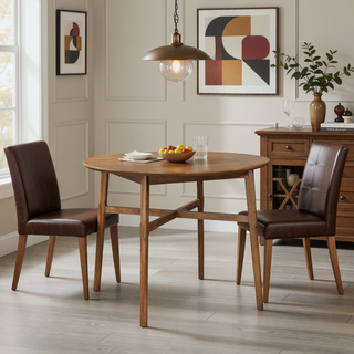 Sunvega Dark Brown Round Counter Table with Canted Chamfered Hairpin Legs