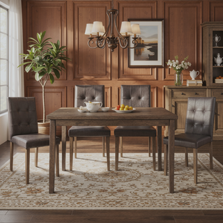 Sunvega Rectangular Dining Table with Walnut Brown Finish for Kitchen Dining