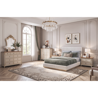 Sunvega 6 Drawer Dresser in Latte Finish with Elm Veneers and Softer Modern Design