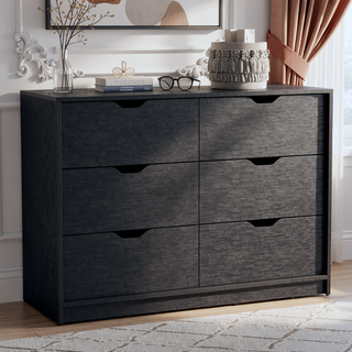 Sunvega Black Dresser with 4 Large Drawers and 2 Bottom Cabinets for Storage
