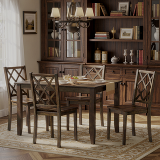 Sunvega 5-Piece Bitters Brown Transitional Dining Table Set for Home
