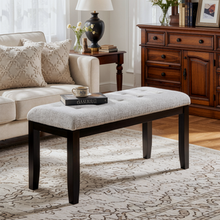 Sunvega Contemporary Fabric Upholstery Dining Bench with Block Legs