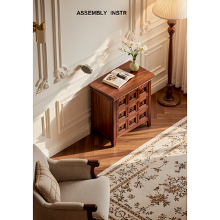 Sunvega Transitional Style Solid Wood Nightstand with Round Knobs and 3 Drawers