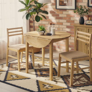 Sunvega Cappuccino and Tan 3-Piece Dining Set with Drop Leaf Table and Two Chairs