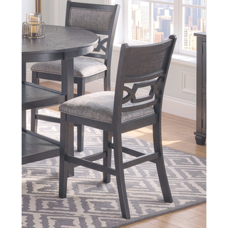 Sunvega Contemporary Round Dining Table with Storage Shelves and 4 Gray Chairs