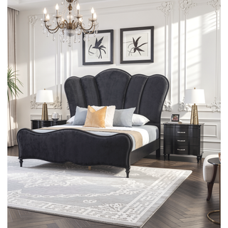Sunvega Glam Style Black Solid Wood Nightstand with Crystal-like Acrylic Handles