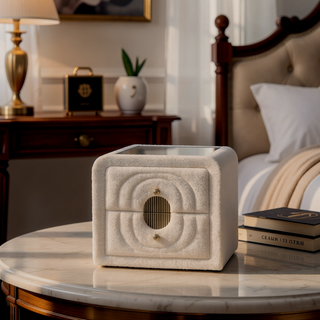 Sunvega White Teddy Sherpa Nightstand With Chrome Crystal Knob And Glass Top