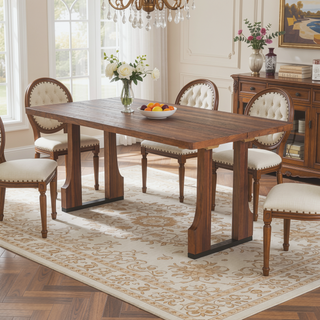 Sunvega 63 Inch Rectangular Dining Table with Farmhouse Pedestal Base