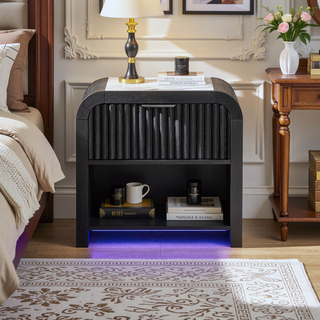 Sunvega Beverly Black and White Nightstand with Cooler Inserted and Speaker