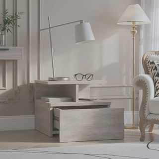 Sunvega Floating Nightstand with Large Drawer and Multiple Shelves for Storage or Decor