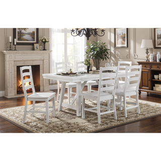 Sunvega White Finish Farmhouse Aesthetic Dining Table Seating for 6