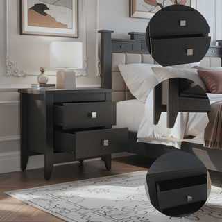 Sunvega Modern Wengue Finish 2-Drawer Nightstand with Four Legs