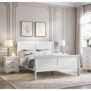 Sunvega White Louis Philip Style Chest with Five Drawers and Soft Close Glide