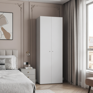 Sunvega Two Door Closet System with Fixed Shelves for Bedroom and Laundry Room Organization