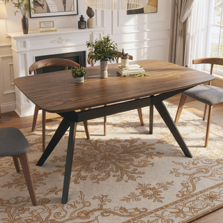 Sunvega Rubberwood Dining Table with Faux Wood Top for Your Dining Room