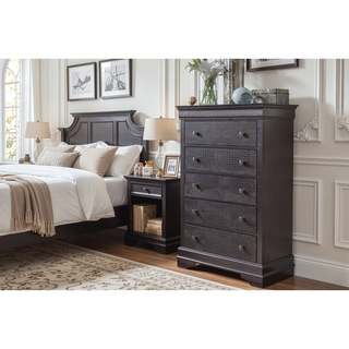Sunvega Crystal Embellished Textured Drawer Chest Contemporary Metallic Grey