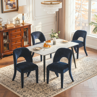 Sunvega Grey Chenille Dining Chairs with Hollowed-Out Backrest Set of 2