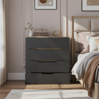Sunvega Wengue and Light Oak Finish Four Drawer Dresser with Spacious Storage