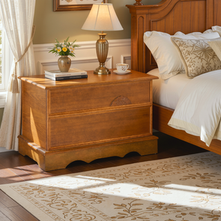 Sunvega Honey Cedar Wood Storage Chest with Locking Lid for Home Organization