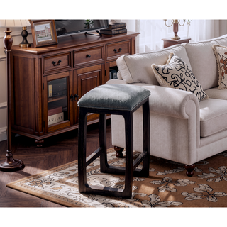 Sunvega Weathered Espresso Fabric Counter Height Stool with Padded Seat