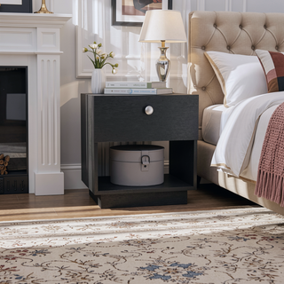 Sunvega Paris Nightstand with Drawer and Open Shelf for Bedroom Storage