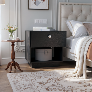 Sunvega Paris Nightstand with Drawer and Open Shelf for Bedroom Storage