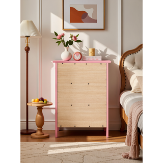 Sunvega Transitional Oak Nightstand With Three Drawers For Bedroom