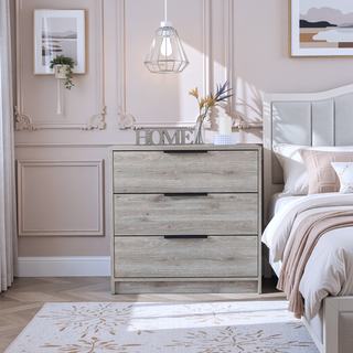 Sunvega Light Grey Finish Three Drawer Rectangle Dresser with Top Display Surface