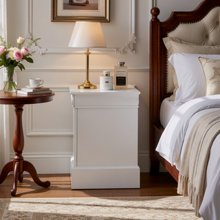 Sunvega Modern Nightstand with Two Spacious Drawers and Brushed Nickel Handles